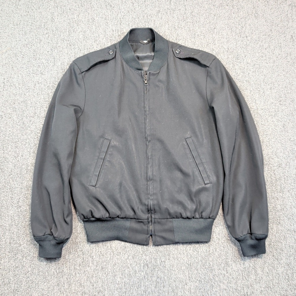 Neptune Garment Co Vintage Military Bomber Jacket L Black Wool Flight Pilot Coat
